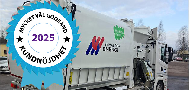 Sopbil med NKI-emblem för 2025 (Nöjd Kundindex) Mycket Väl Godkänd 
