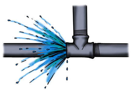 Vattenläcka i en vattenkoppling